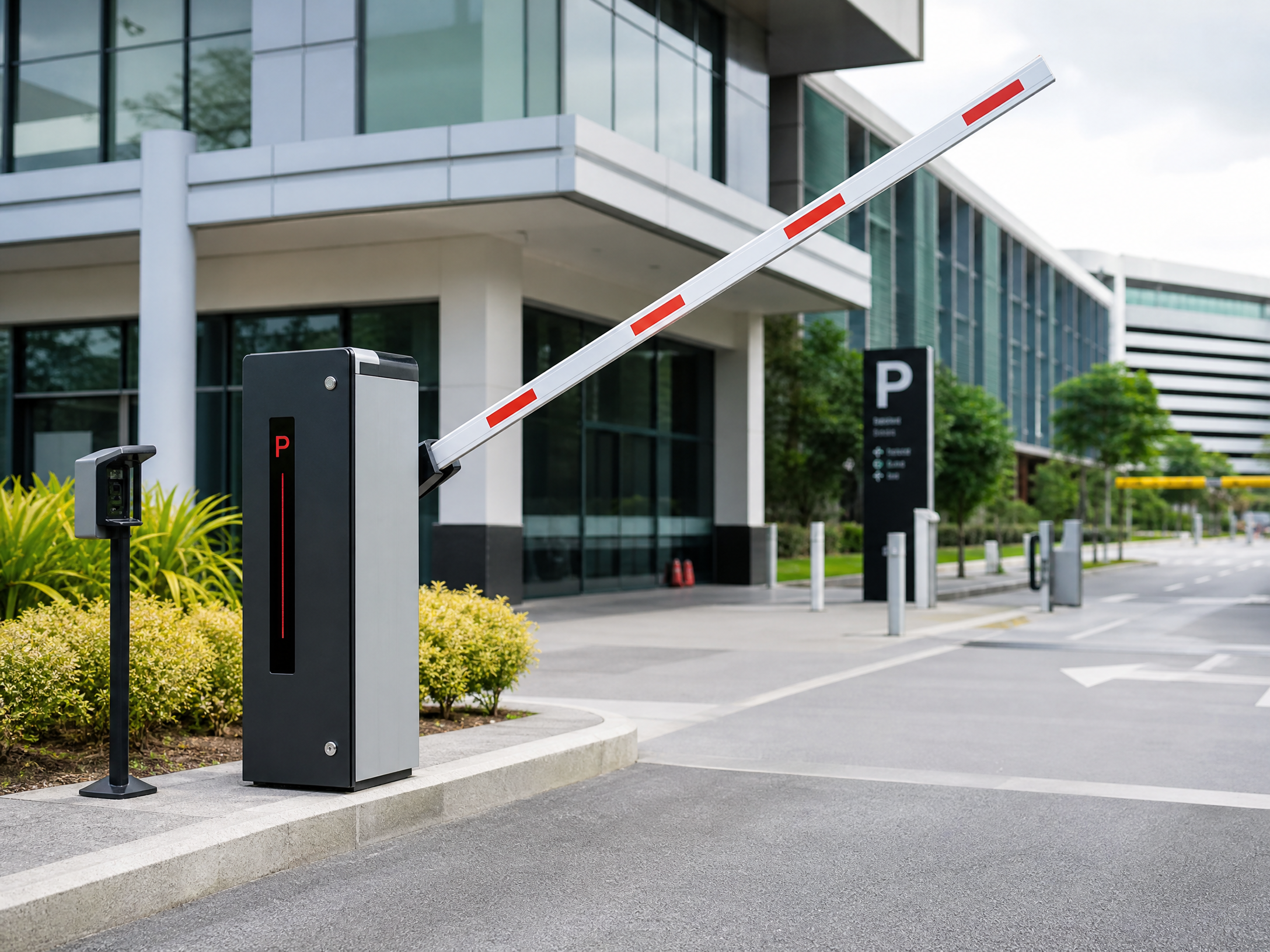 Cancela automática em estacionamento comercial